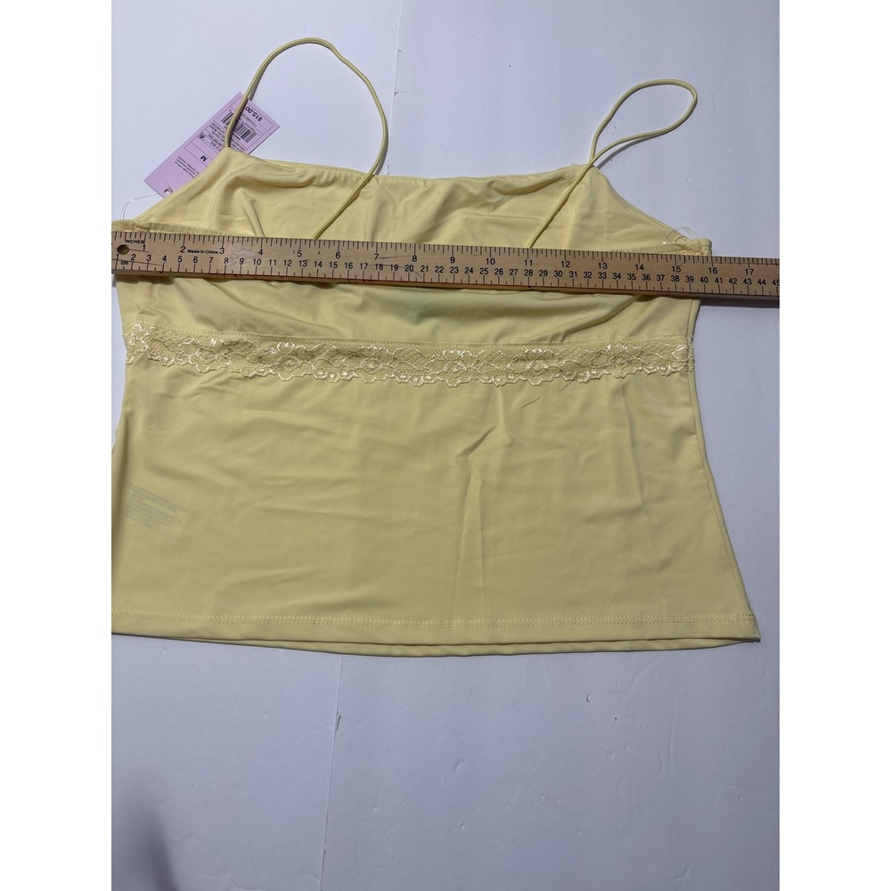 Wild Fable Light Yellow Lace Trim Cami Tank Top Medium NWT TART1042J - Picture 9 of 10